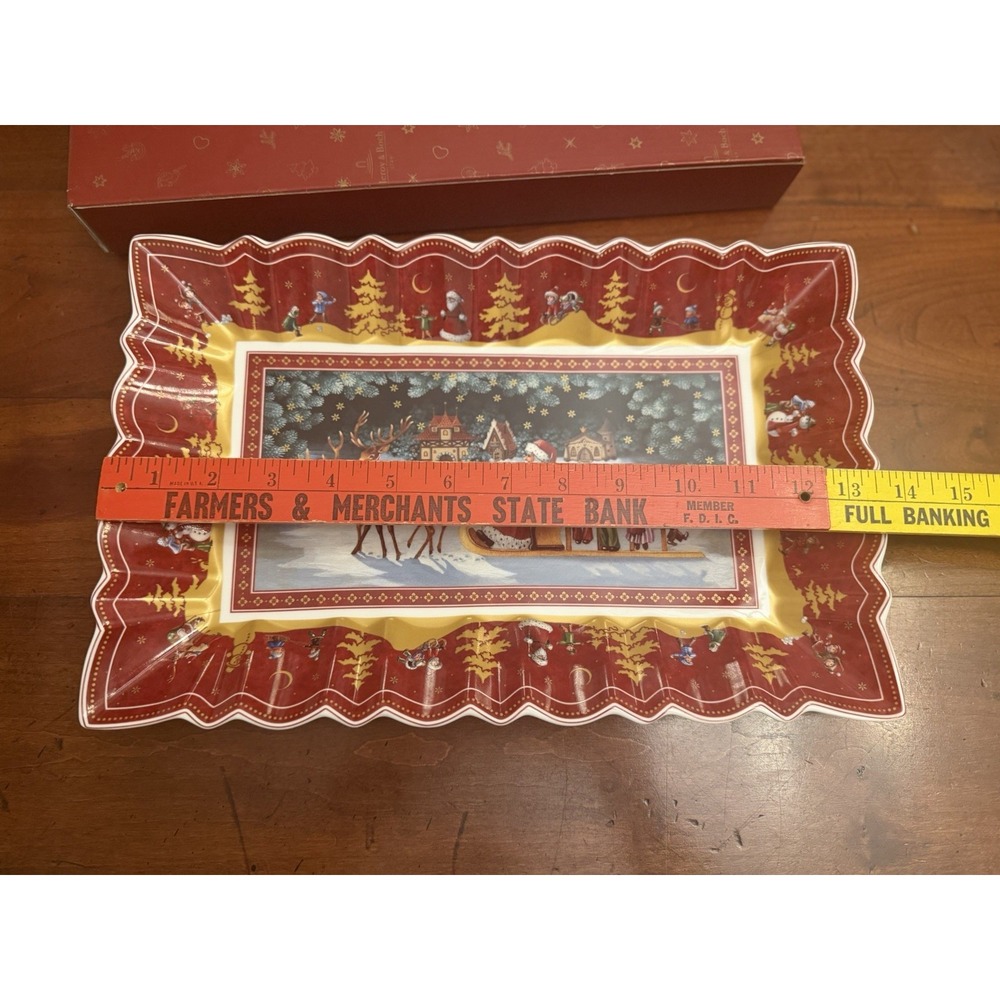 Villeroy & Boch Toy's Fantasy Rectangular Cake Plate Platter Santa Sleigh NIB - Picture 3 of 5